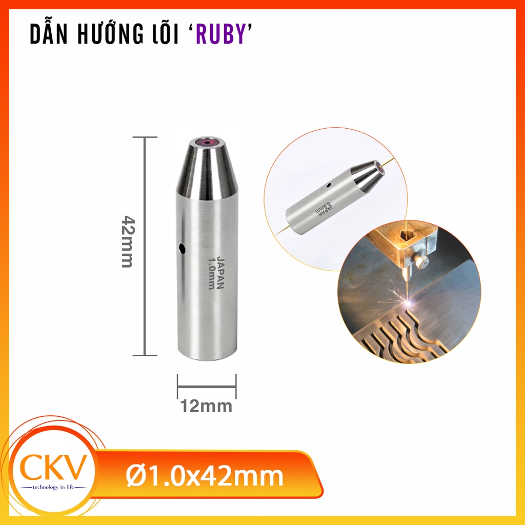 Đầu dẫn hướng lõi hồng ngọc lỗ Ø0.3-3.0mm, thân dài 42mm | CKV VIETNAM