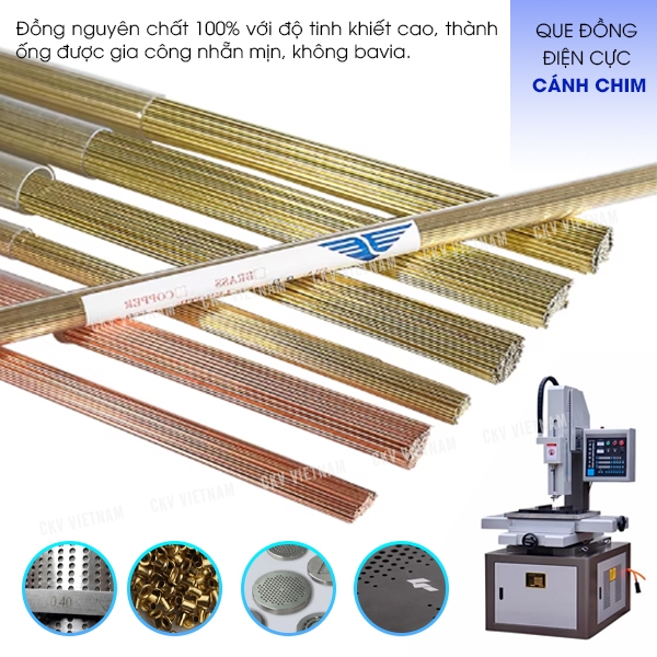 Que đồng điện cực EDM Ø0.2-1.5mm 500mm 100Pcs/hộp Cánh Chim chính hãng | CKV VIETNAM