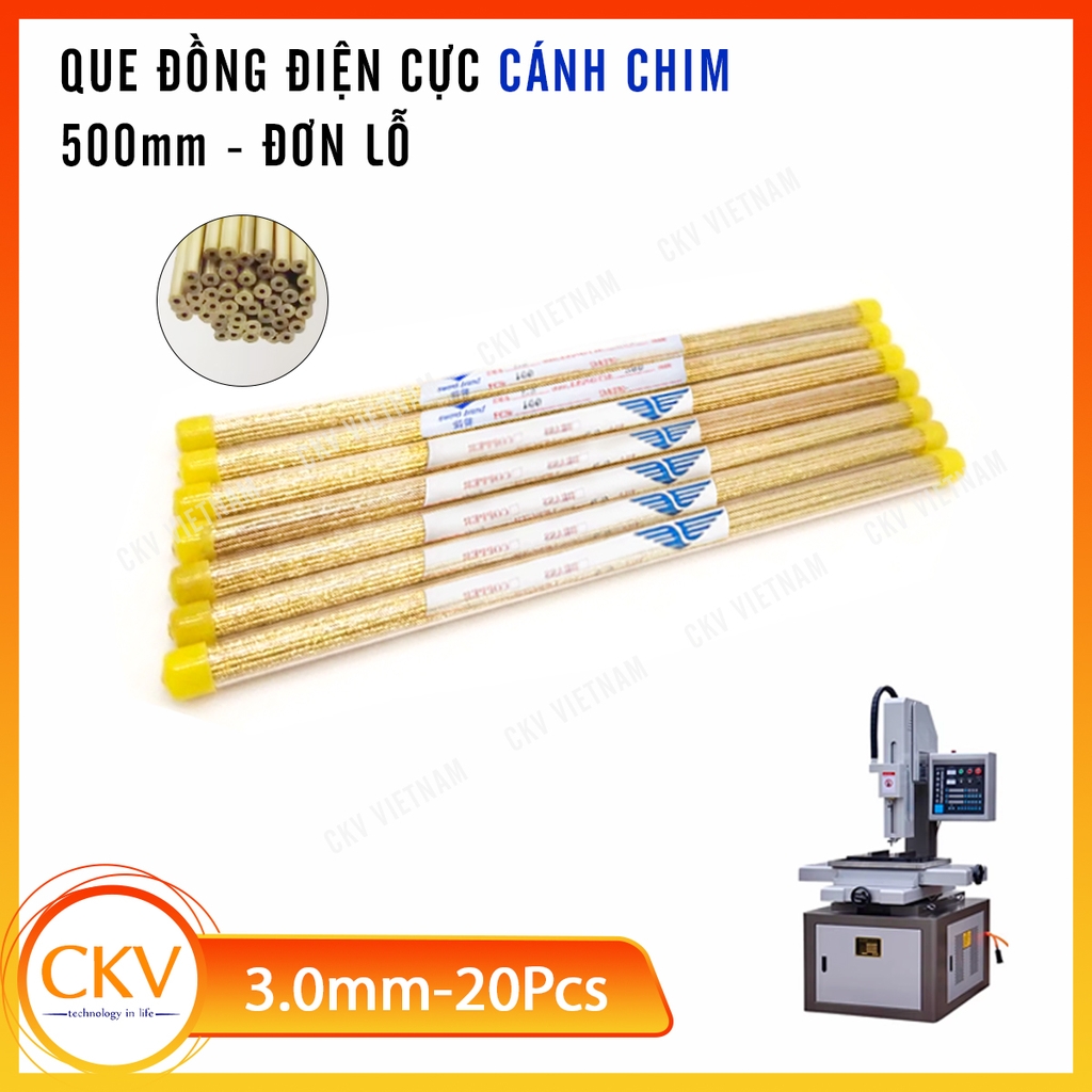 Que đồng điện cực EDM Ø3.0mm 500mm 20Pcs/hộp Cánh Chim chính hãng | CKV VIETNAM