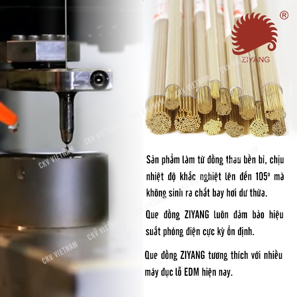 Que đồng điện cực EDM Ø0.3-1.0mm 400mm 100Pcs ZIYANG| CKV VIETNAM
