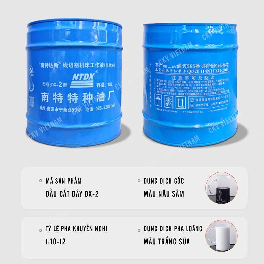 Dầu cắt dây DX-2 thùng xanh chính hãng NTDX | CKV VIETNAM