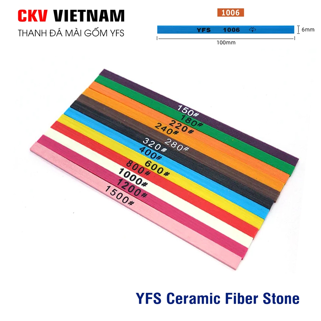 Thanh đá mài gốm YFS 1x6x100 150# - 1200# Taiwan