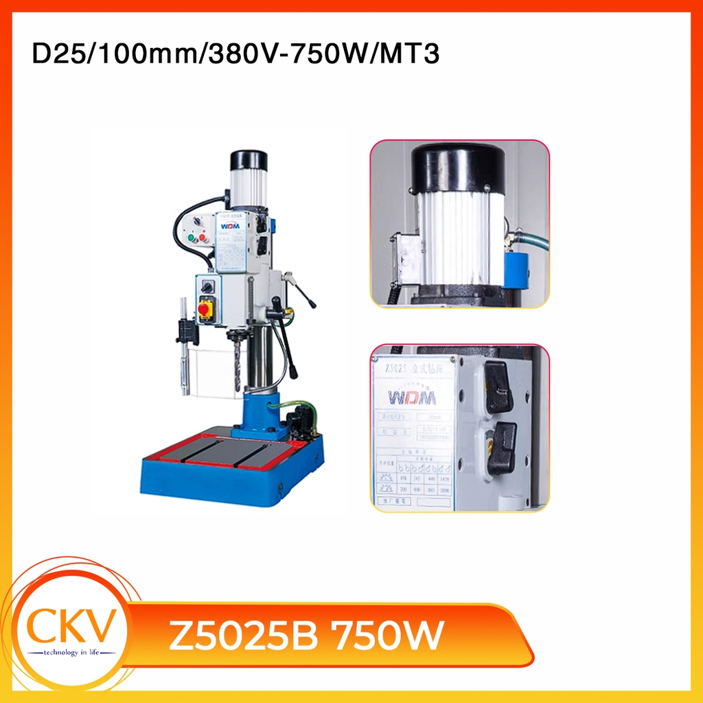 Máy khoan đứng hộp số giá rẻ Z5025/Z5025B - D25/380V-750W & 1100W/MT3