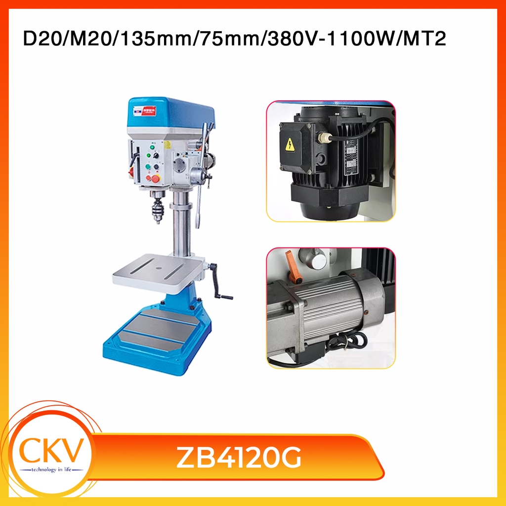 Máy khoan bàn & taro bán tự động ZB4120G/D20/M20/380V-1100W/MT2