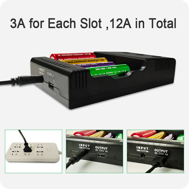 Vapcell S4 PLUS V2 4 khay pin sạc nhanh 12A ( 3A mỗi Slot )