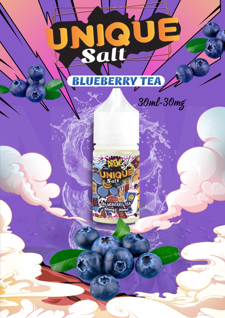 Tinh Dầu Unique Tea Ejuice Saltnic | Blueberry Tea - Trà Việt Quất