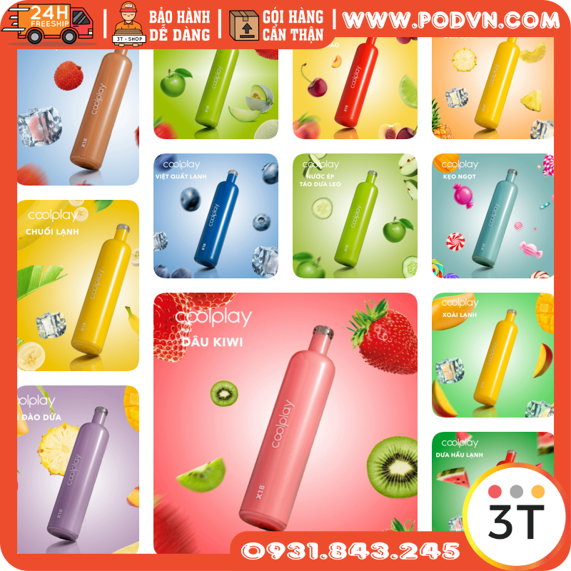 Pod 1 lần 12 Vị Disposable Coolplay X18 1800 puff / 6ml / 5% (50mg) / 1000mAh