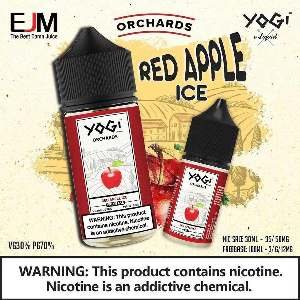 YOGI Orchards 100ml - Red Apple Ice Freebase Ejuice