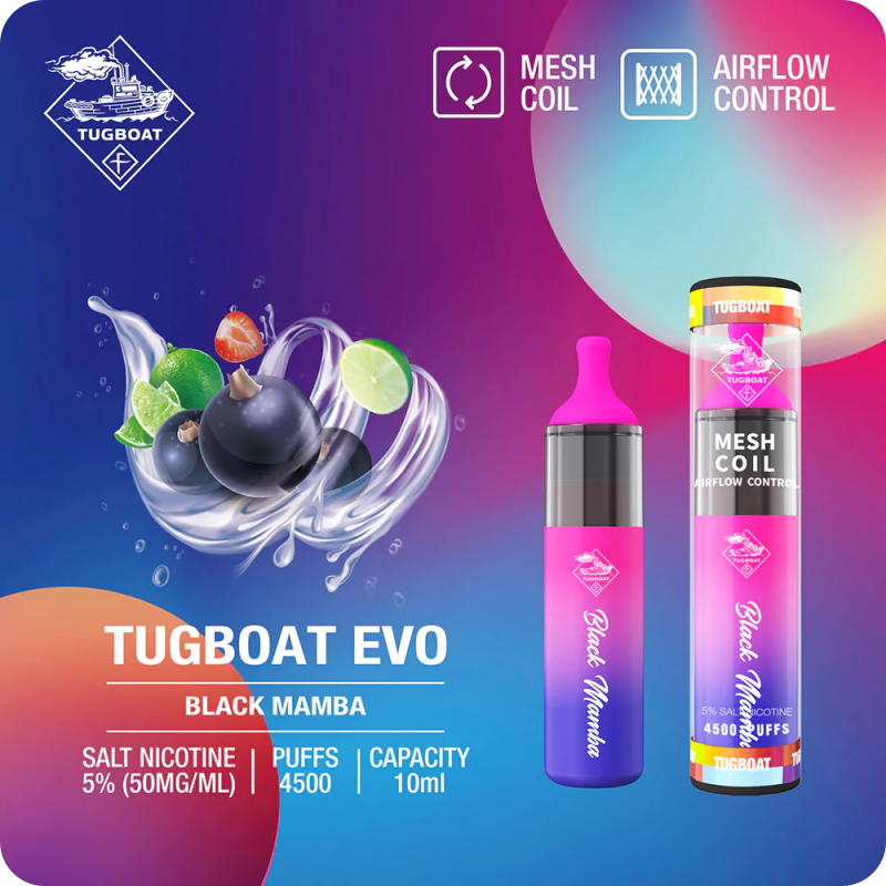 TUGPOD EVO 19 vị 4500 hơi Disposable Vape / 10ml / 5% (50mg) / 850mAh / Mesh Coil