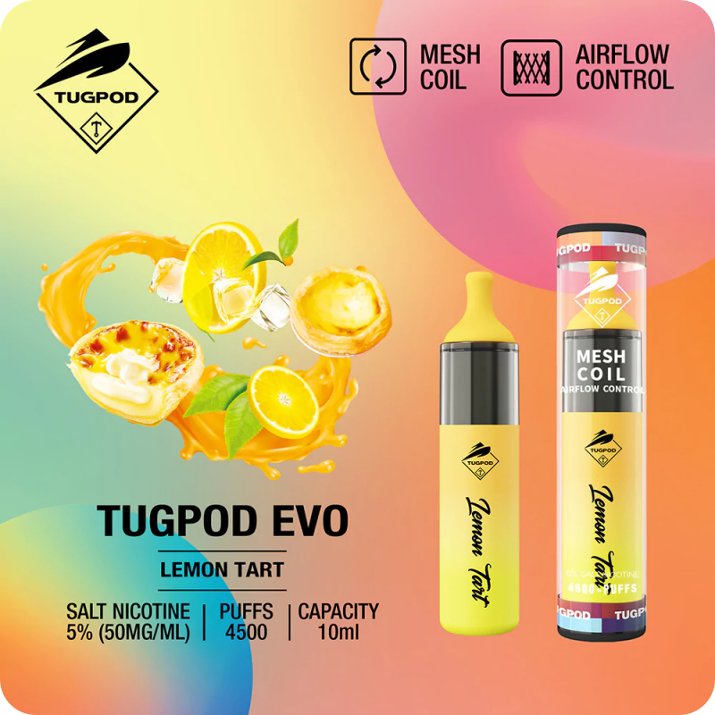 TUGPOD EVO 19 vị 4500 hơi Disposable Vape / 10ml / 5% (50mg) / 850mAh / Mesh Coil