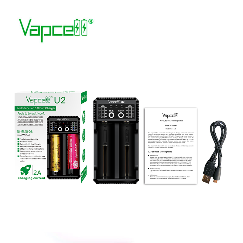 Sạc pin đôi Vapcell U2 mini thông minh