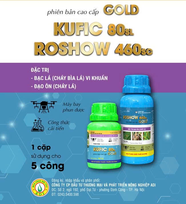 Cặp đôi Roshow 460SC 200ml  Kufic 80SL 100ml Phiên bản Gold