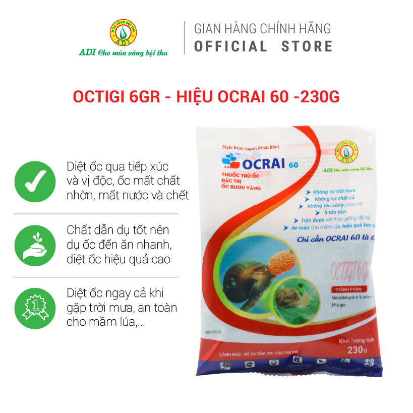 Thuốc trừ ốc Octigi 6GR - Hiệu OCRAI 60
