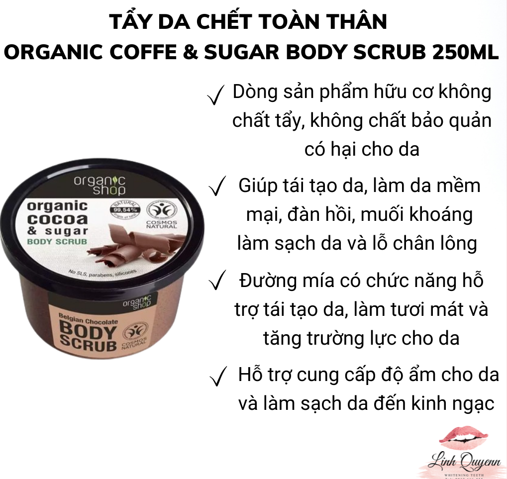 Tẩy Da Chết Organic Coffee & Sugar Body Scrub Nga 250ml | Crest 3D White