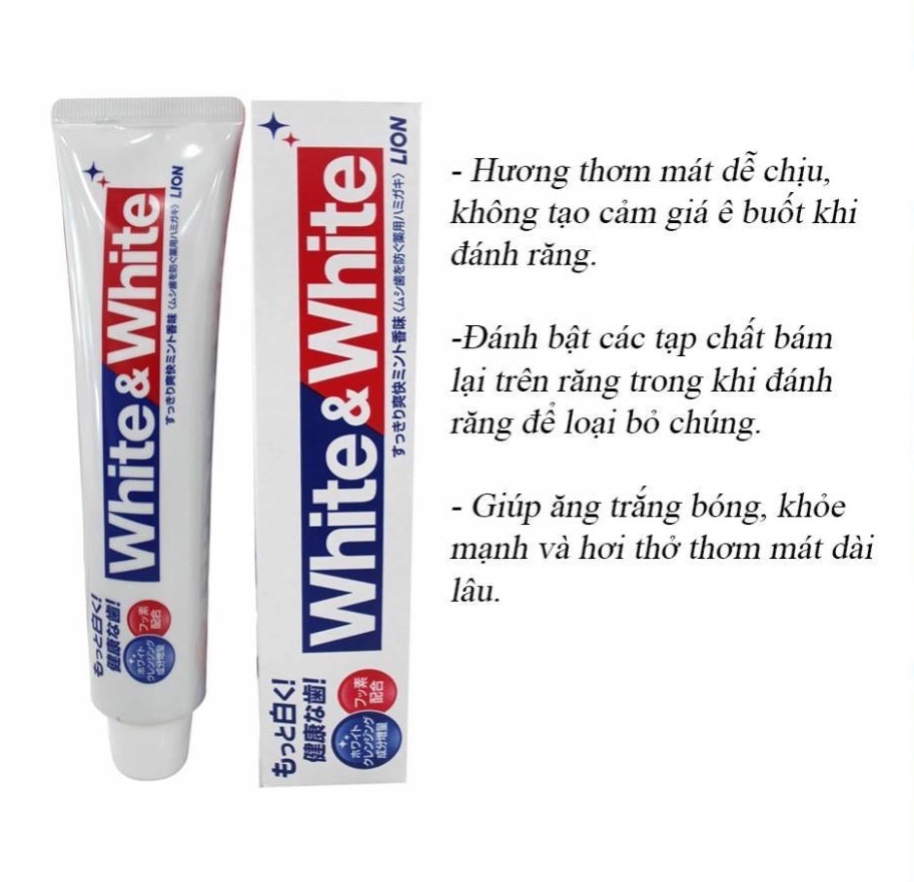 Kem Đánh Răng White And White Lion (150g) Chính Hãng Của Nhật Làm Trắng Răng  Ngừa Sâu Răng Hiệu Quả | Crest 3D White