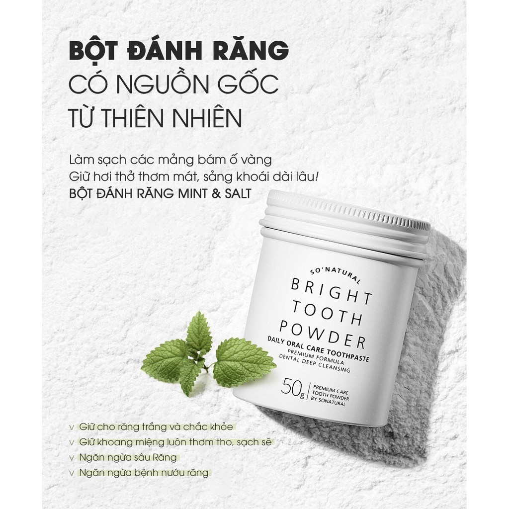 Bột Đánh Trắng Răng Giảm Hôi Miệng Bring Tooth Powder So Natural Hàn Quốc