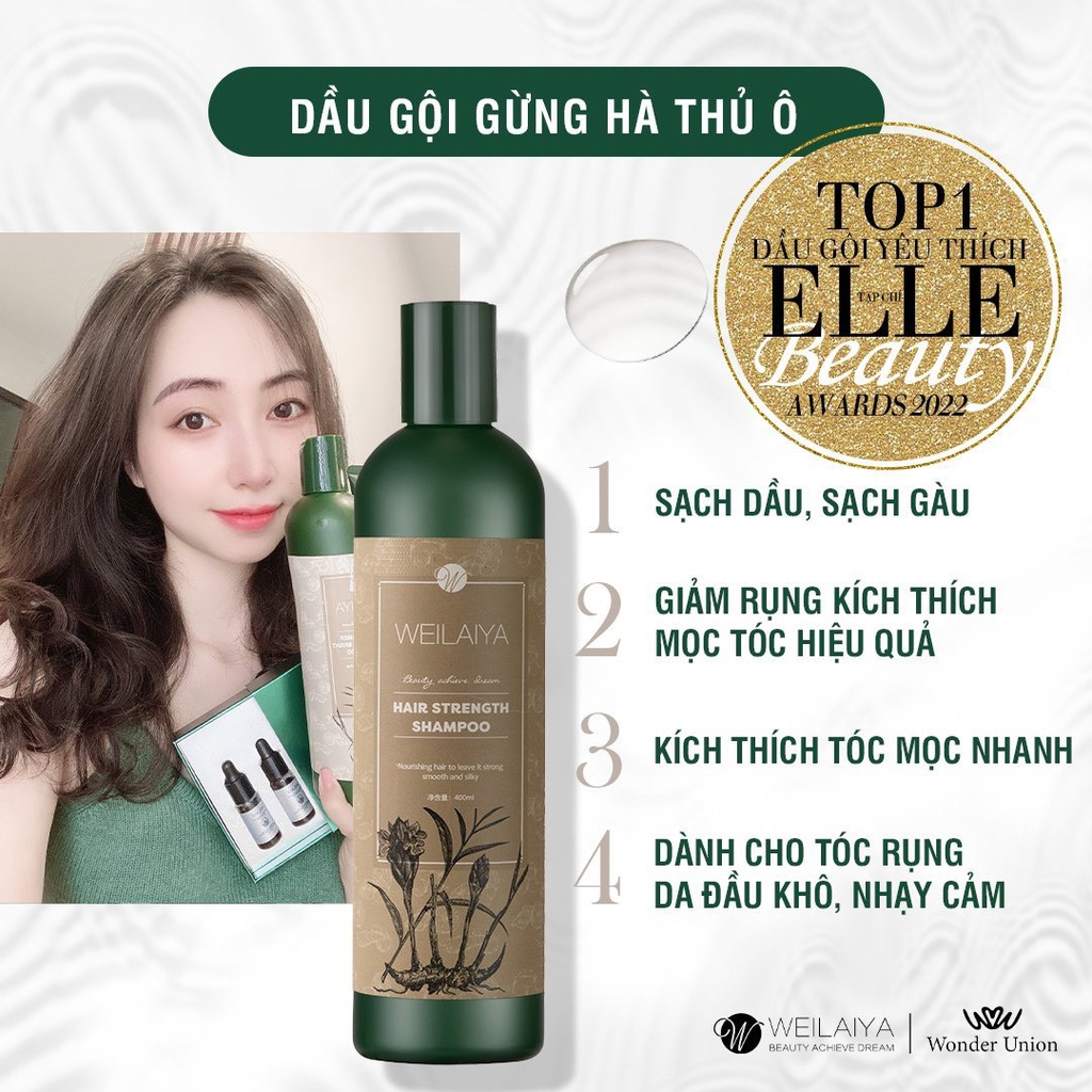 Dầu Gội Gừng Thuốc Bắc Weilaiya Hair Strength Shampoo - Dành Cho Tóc Khô Và Tóc Thường