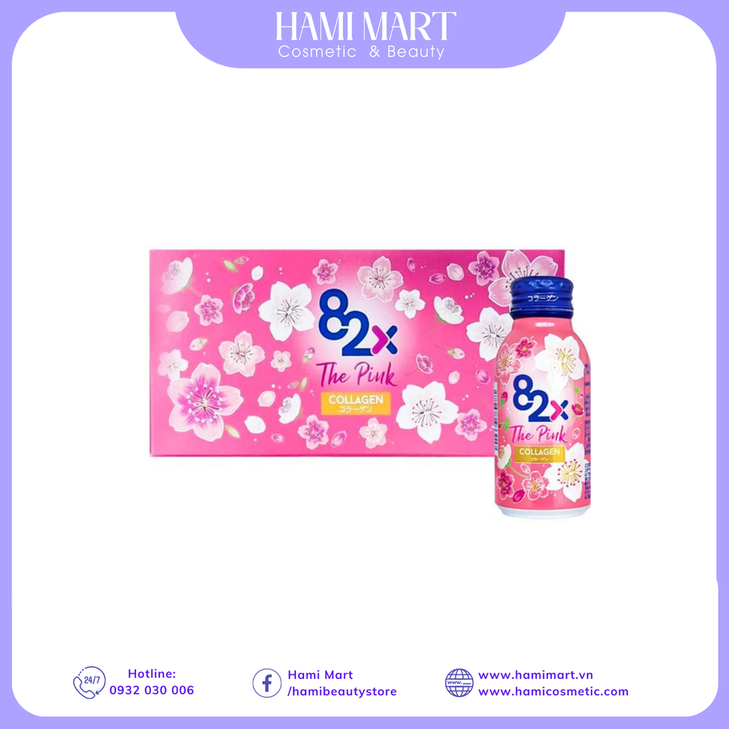 Nước Uống Đẹp Da Collagen The Pink 82X - Hộp 10 Chai x 50ml