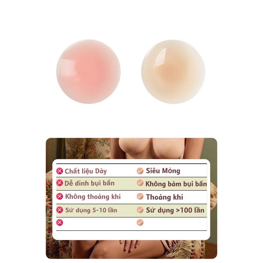 Miếng Dán Ngực Tự Thân Miếng Dán Ti Tàng Hình Độ Bám Dính Cực Cao EBLIN - Hộp 3 cặp