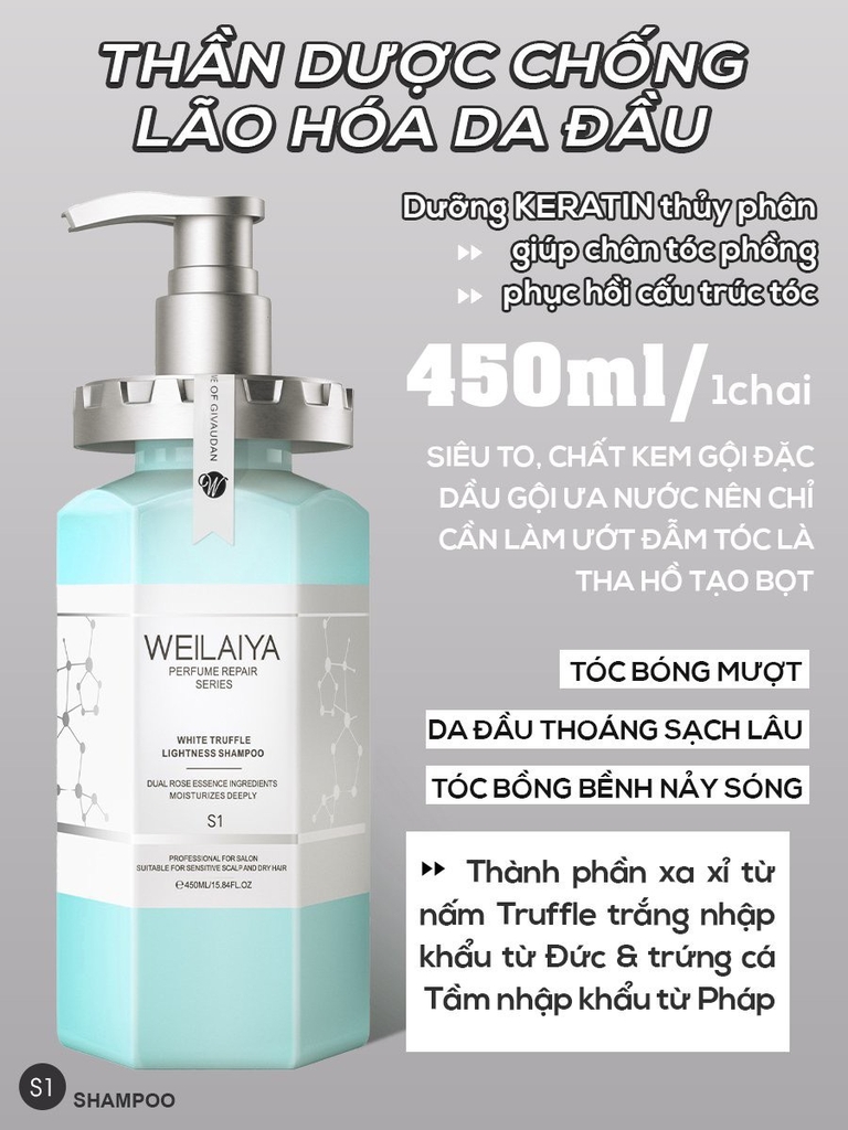 Dầu Gội Phục Hồi Đa Tầng Nấm Truffle Weilaiya 450ml