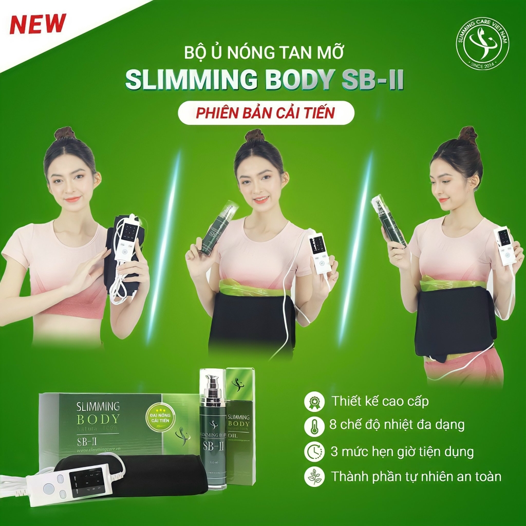 Bộ Ủ Nóng Tan Mỡ Bụng Slimming Body SB2 bản cải tiến + Tặng Đai Dán - Bảo hành đai 6 tháng