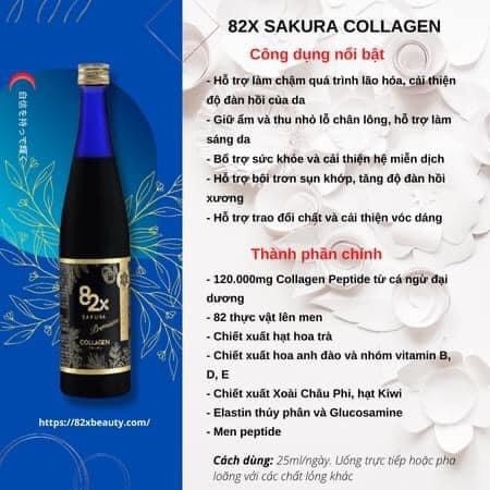 Nước Uống Đẹp Da 82X Sakura Collagen Premium Chai 500ml