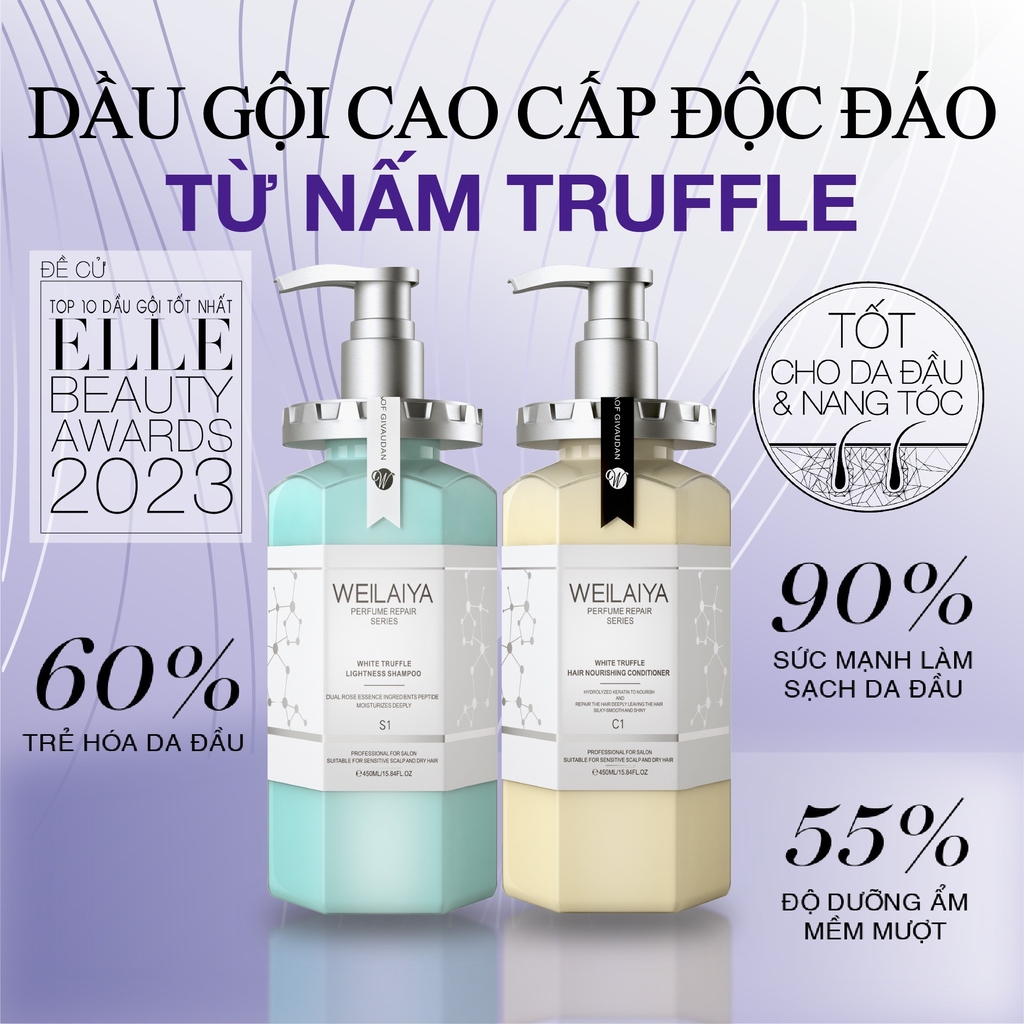 Bộ Gội Xả Phục Hồi Nấm Truffle Weilaiya +Tặng Lược Tắm Gội 2in1