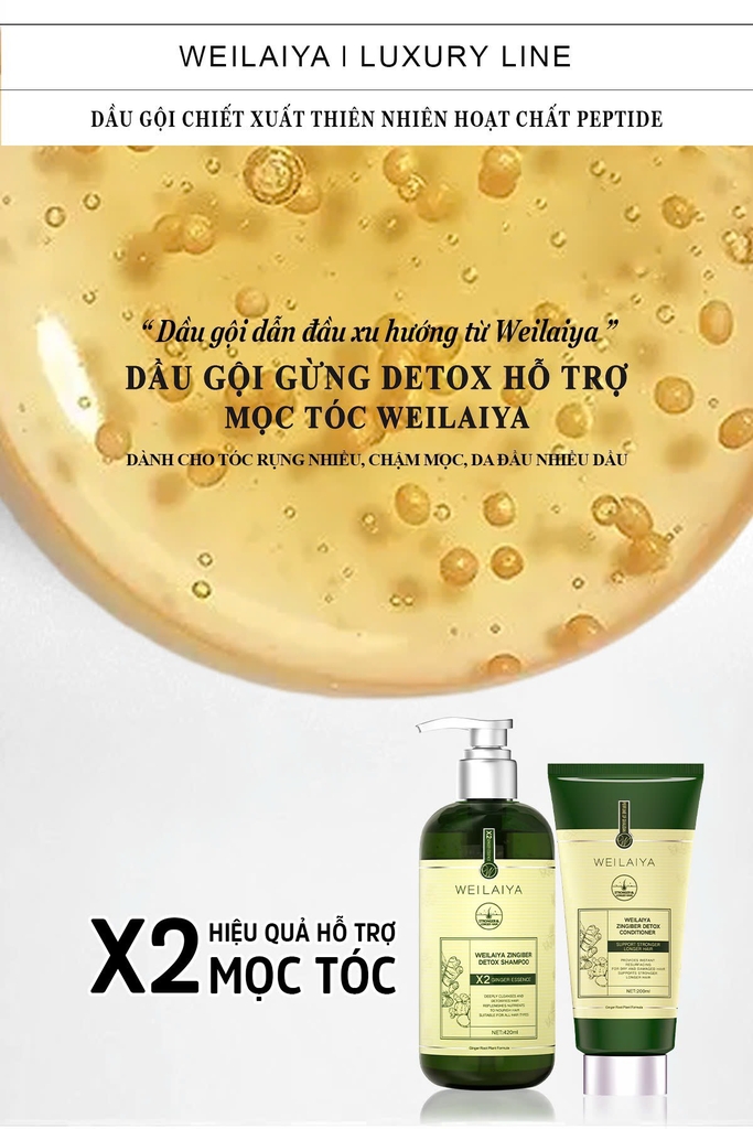 Bộ Dầu Gội Xả Gừng Hỗ Trợ Mọc Tóc Detox Da Đầu 420ml + 200ml