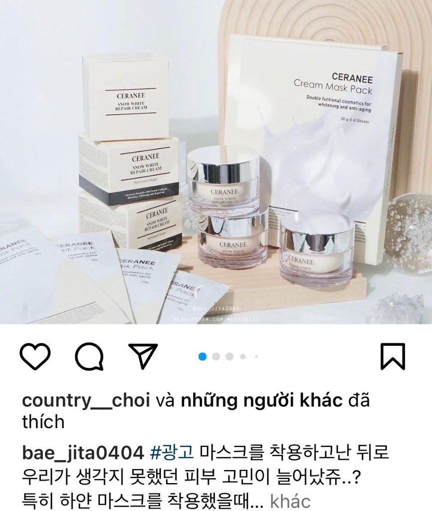 Mặt Nạ Ceranee Cream Mask Pack Dưỡng Trắng và Phục Hồi Da - Hộp 4 Miếng
