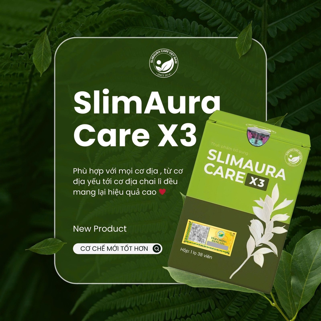 [Mẫu mới] Trà Thảo Mộc Giảm Cân SlimAura Care X3 - Hộp 38 Viên