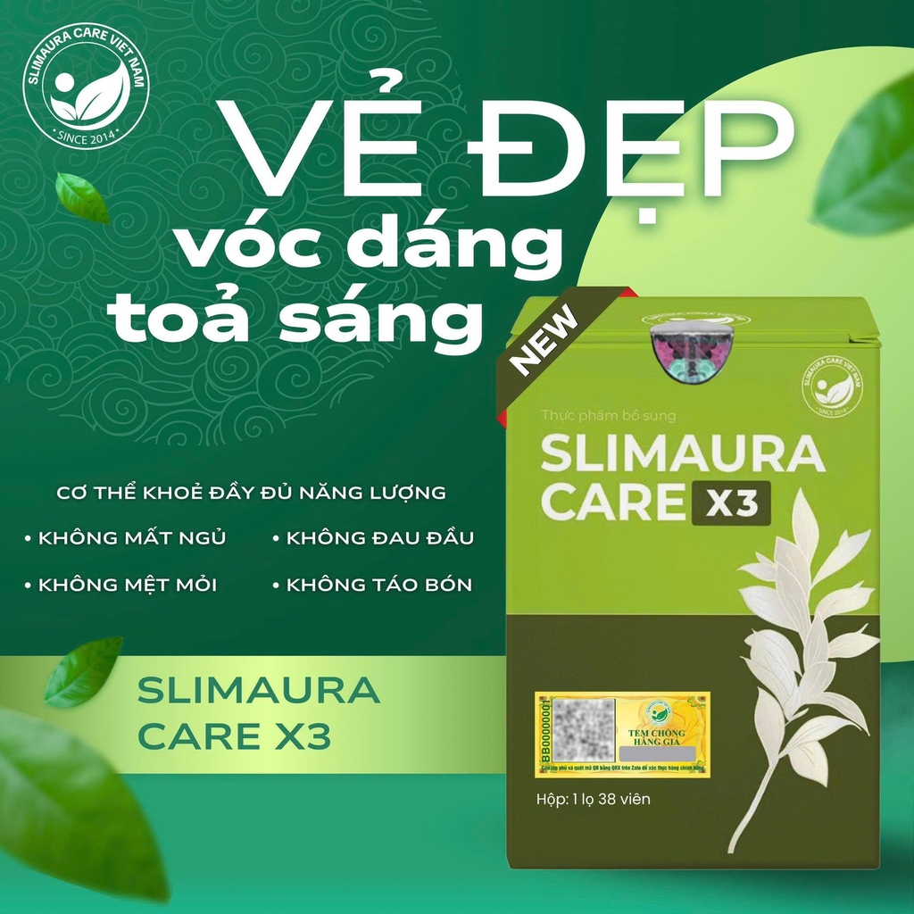 [Mẫu mới] Trà Thảo Mộc Giảm Cân SlimAura Care X3 - Hộp 38 Viên