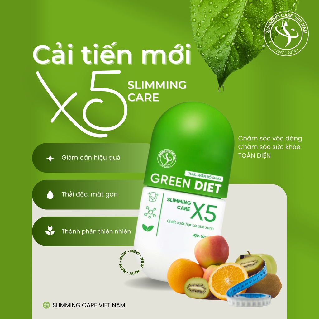 Viên Uống Giảm Cân Green Diet X5 Slimming Care - Hộp 30 Viên