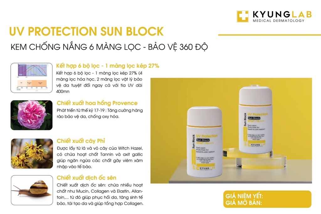 Kem chống nắng 6 màng lọc UV Protection Sun Block Kyunglab SPF50+ PA++++ bảo vệ da tối đa