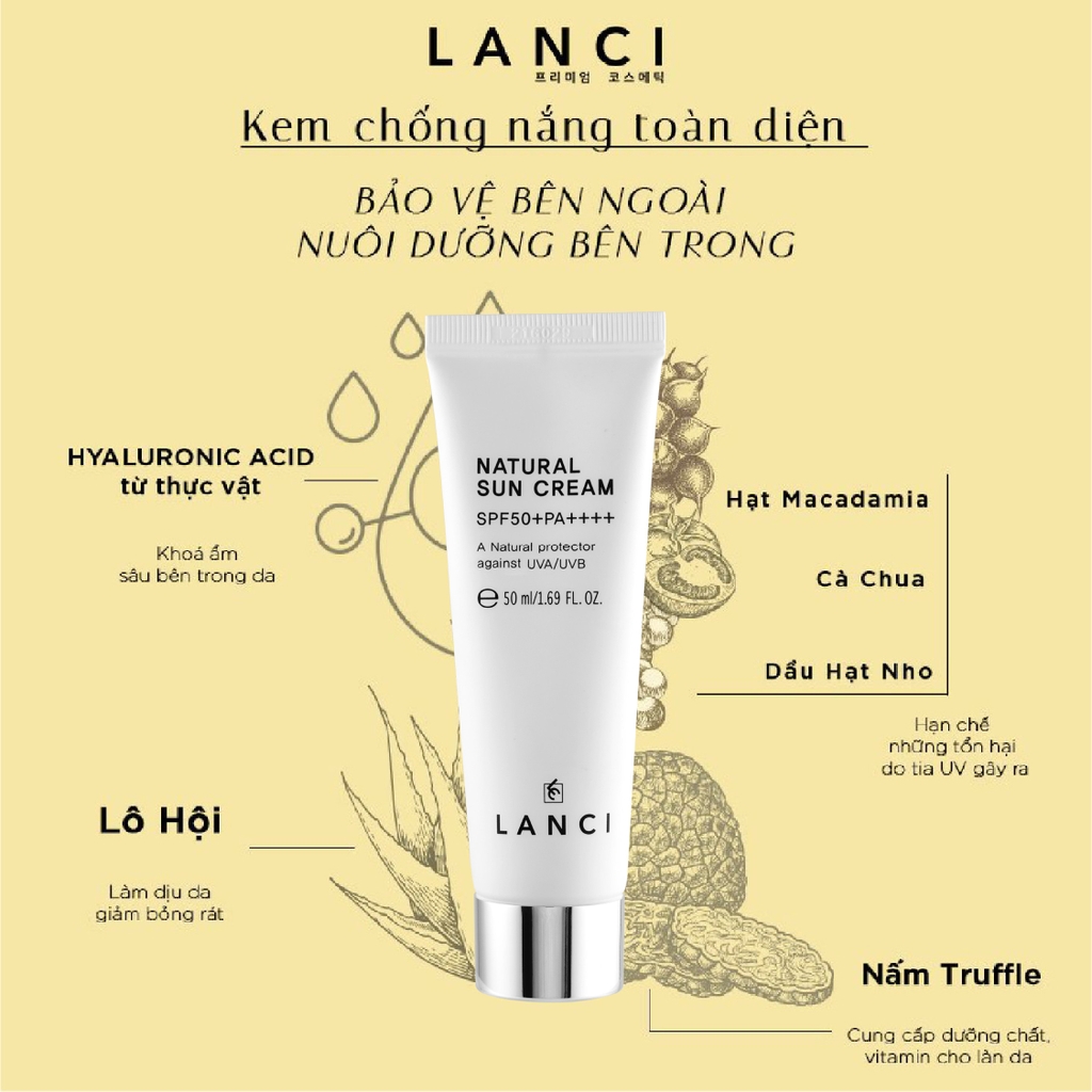 Kem Chống Nắng Dưỡng Ẩm LANCI Natural SunCream 50ml