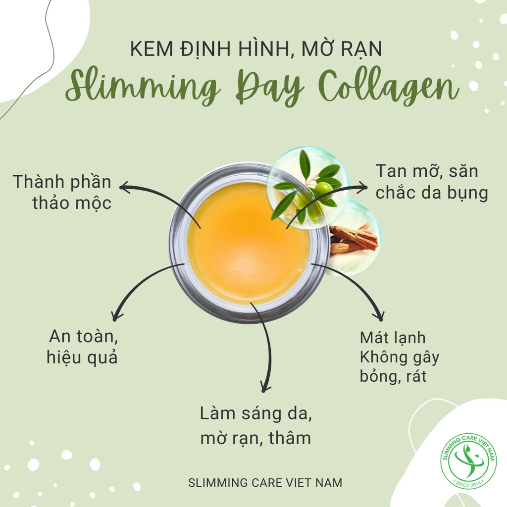 Kem Tan Mỡ Bụng Slimming Day Collagen +Olive Thế Hệ Mới 200g