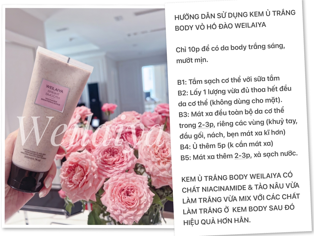 Kem Ủ Trắng Da Body Vỏ Hồ Đào Weilaiya 200ml