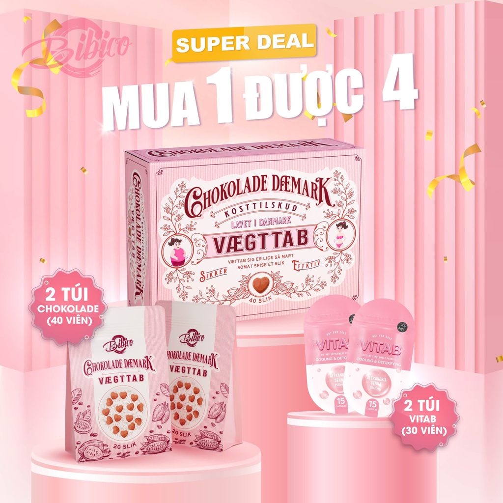 Kẹo Socola Giảm Cân Chokolade Danmark Vaegttab Đan Mạch - Hộp 40 Viên