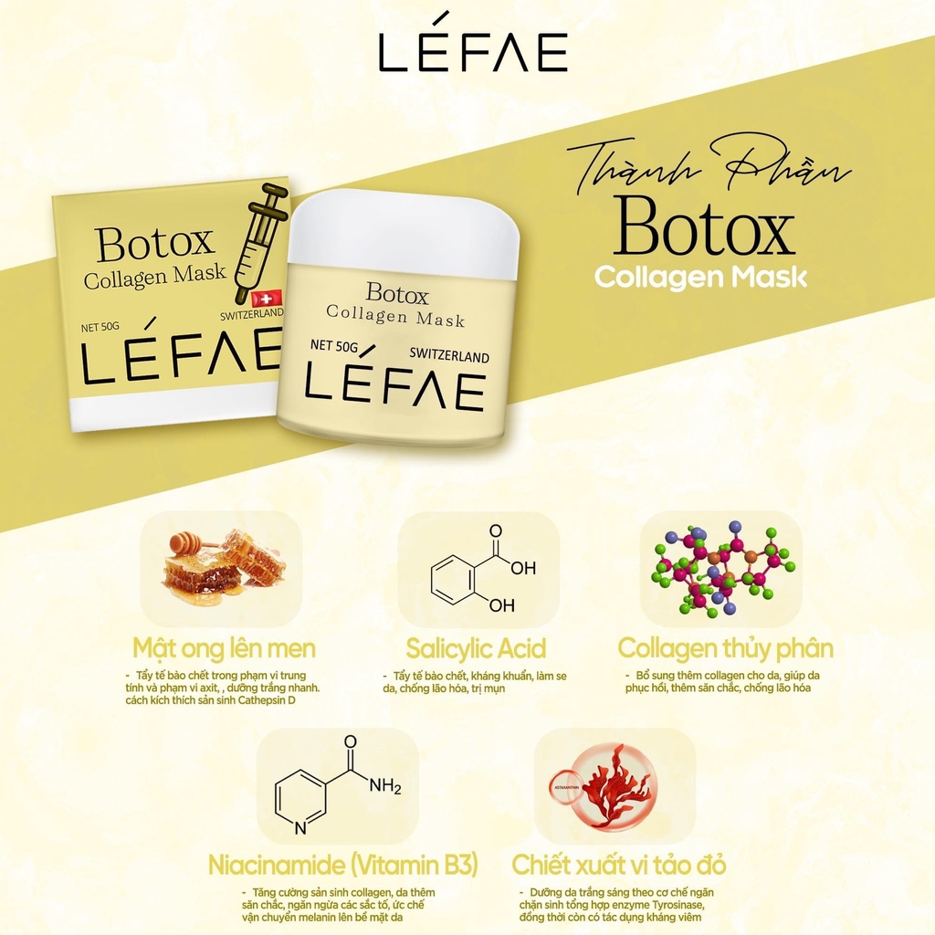 Mặt Nạ Botox Tươi Thụy Sỹ Collagen Mask LÉFAE 50G