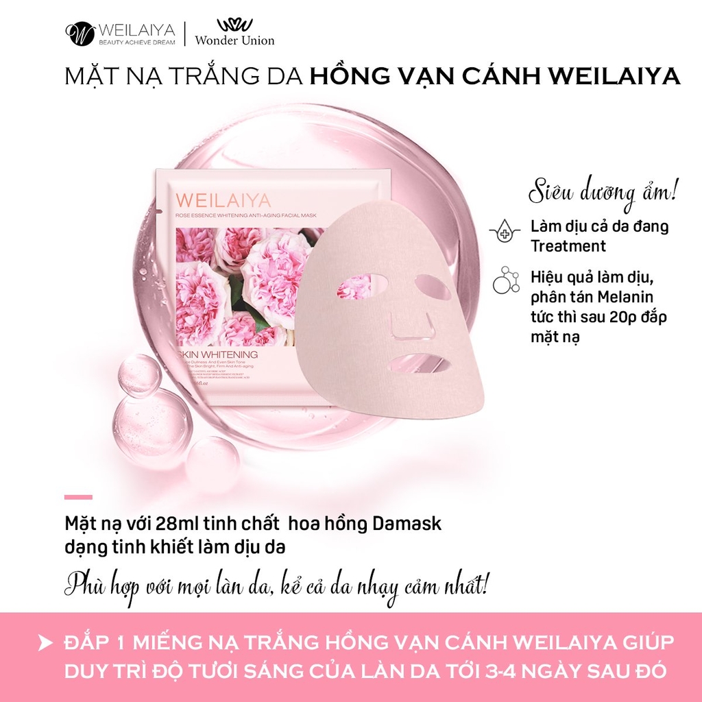 Combo 2 Hộp Mặt Nạ Cấp Ẩm Trắng Da Cỏ Vạn Năm - Hồng Vạn Cánh Weilaiya