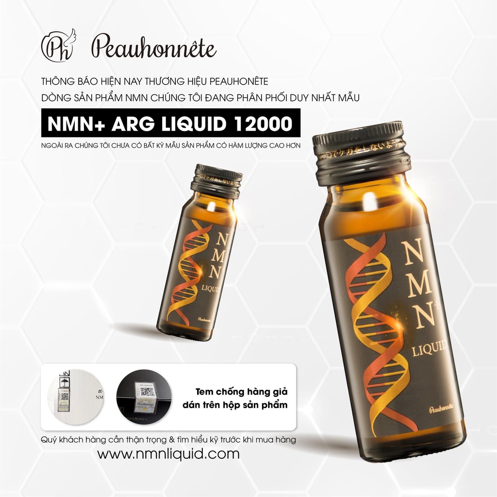 Nước Uống Trẻ Hóa Da NMN+ Arg Liquid 12000 (Hộp 10 lọ x 30ml)