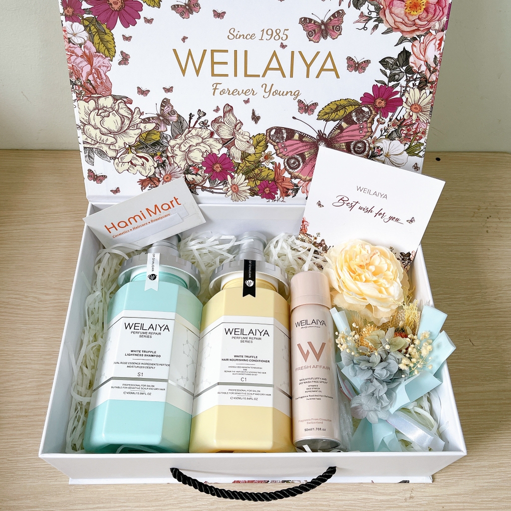 [Hộp Hoa] Sét Quà Gội Xả Phục Hồi Weilaiya + Gội Khô Phồng Tóc