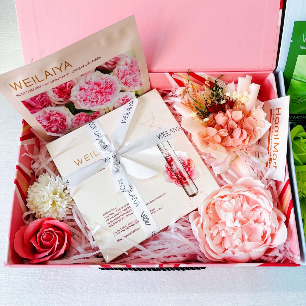 [Hộp Candy] Sét Quà Mặt Nạ Trắng Da Tinh Chất Hoa Hồng Weilaiya