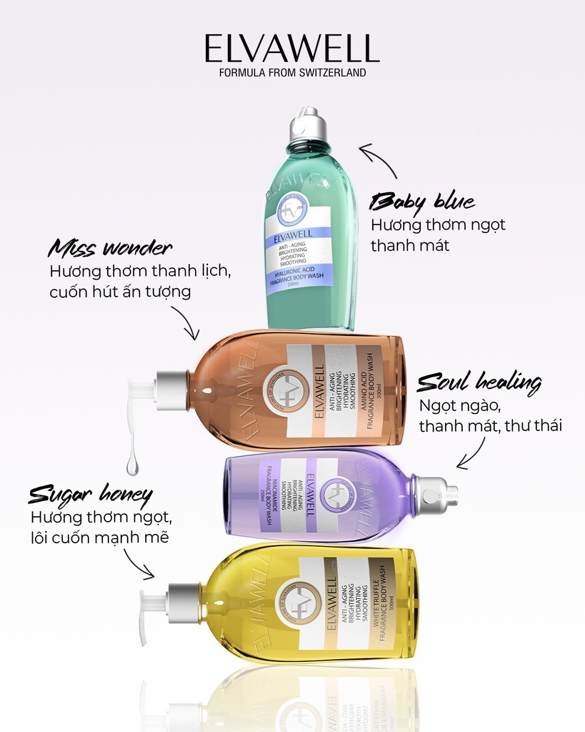 [Nâu] Sữa Tắm Nước Hoa Gel Thạch ELVAWELL - Miss Wonder 500ml