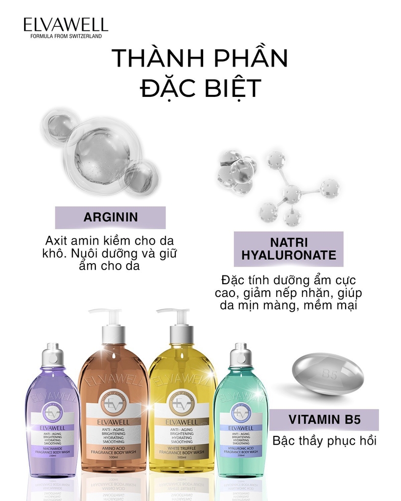 [Vàng] Sữa Tắm Nước Hoa Gel Thạch ELVAWELL - Honey Sugar 500ml