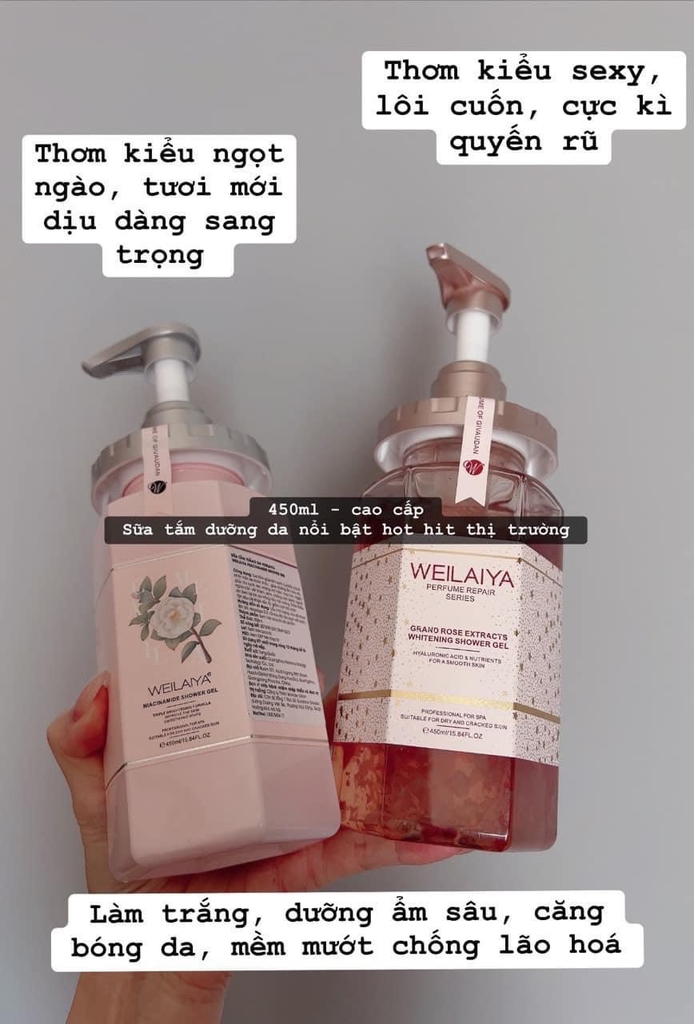 Sữa Tắm Trắng Da Hoa Trà Weilaiya Niacinamide Camellia Shower Gel 450ml