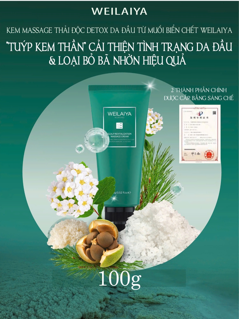 Kem Massage Thải Độc Detox Da Đầu Chiết Xuất Muối Biển Weilaiya 100g