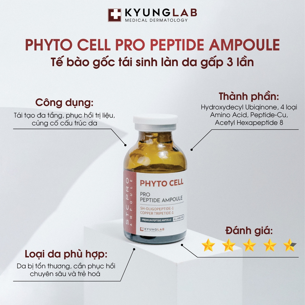 Tinh Chất Tế Bào Gốc Tái Tạo Trẻ Hóa Da Phyto Cell Peptide Ampoule Kyunglab 20ML