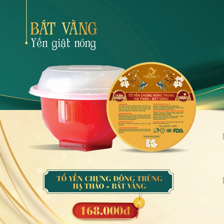 Yến Chưng Thảo Mộc Thượng Hoàng Yến Công Nghệ Tự Sôi Bát Vàng