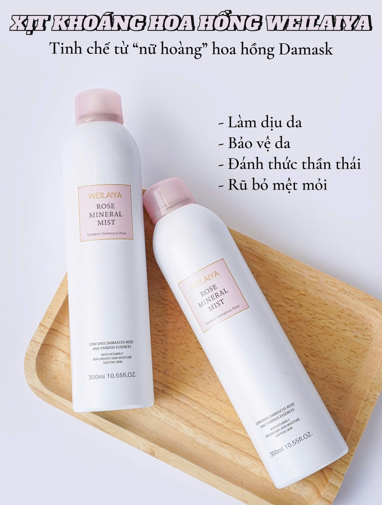 Xịt Khoáng Hoa Hồng Weilaiya Rose Mineral Mist 300ml