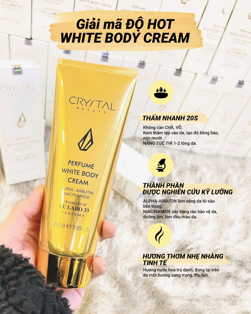 Dưỡng Thể Trắng Da Crystal Perfume White Body Cream Hương Nước Hoa Le Labo 33 200ml